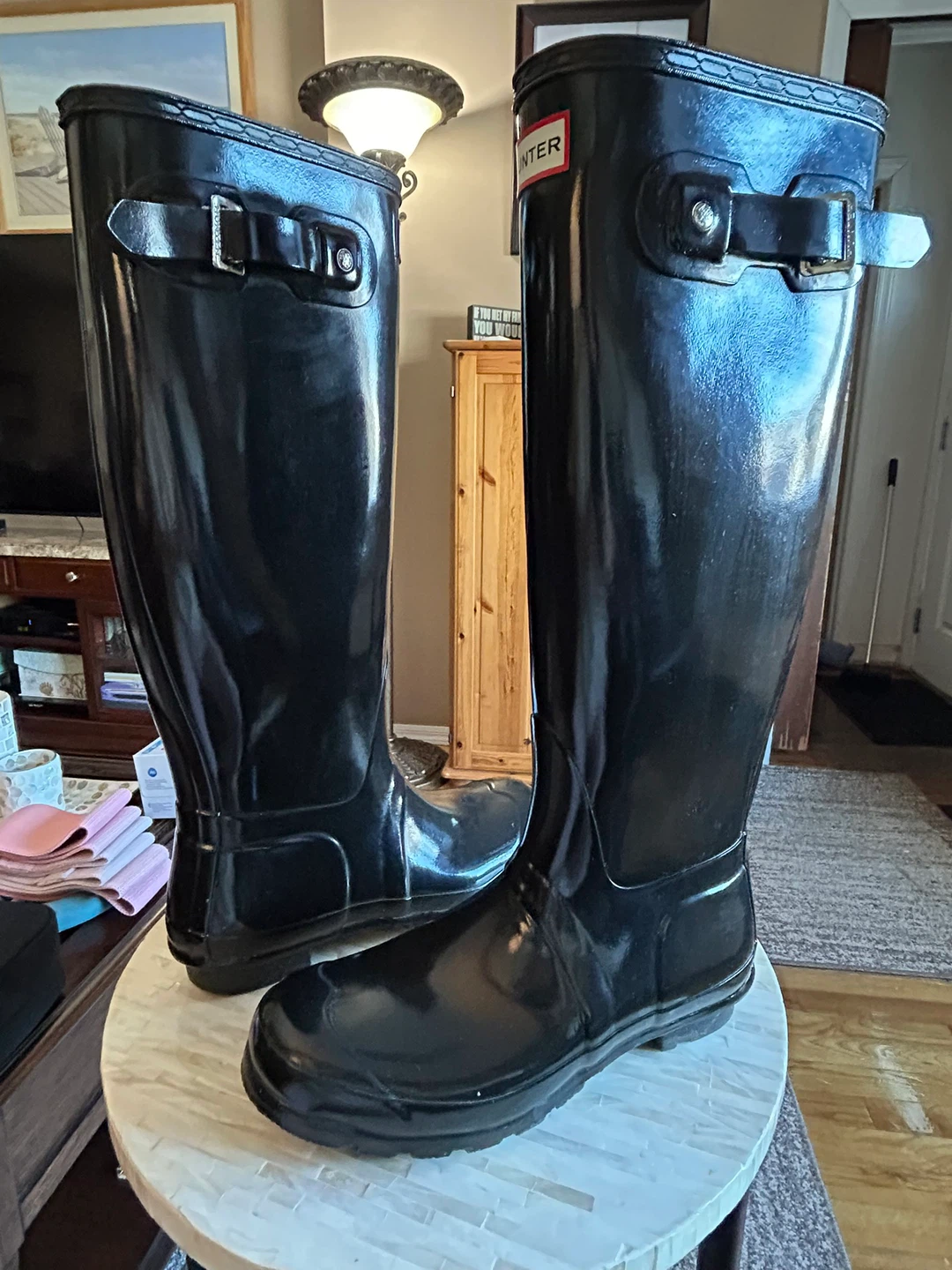 Tall Hunter Boots/Size 8/Like New/Glossy Black - photo 4