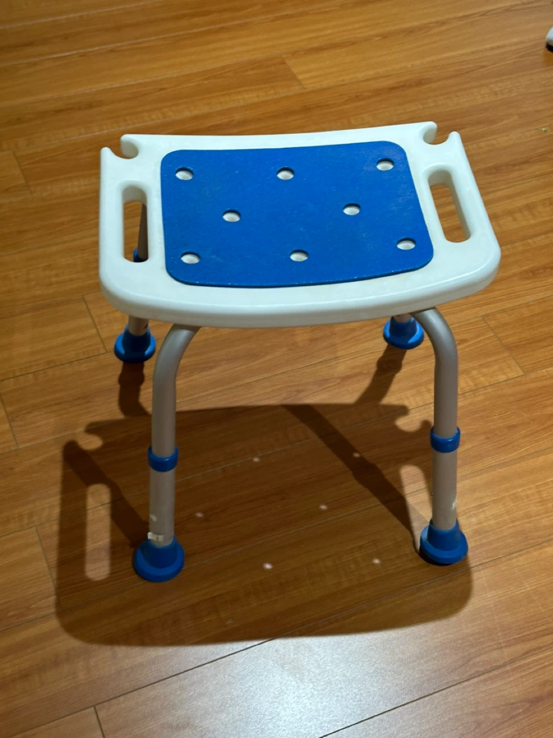 Adjustable Shower Chair with Blue Seat