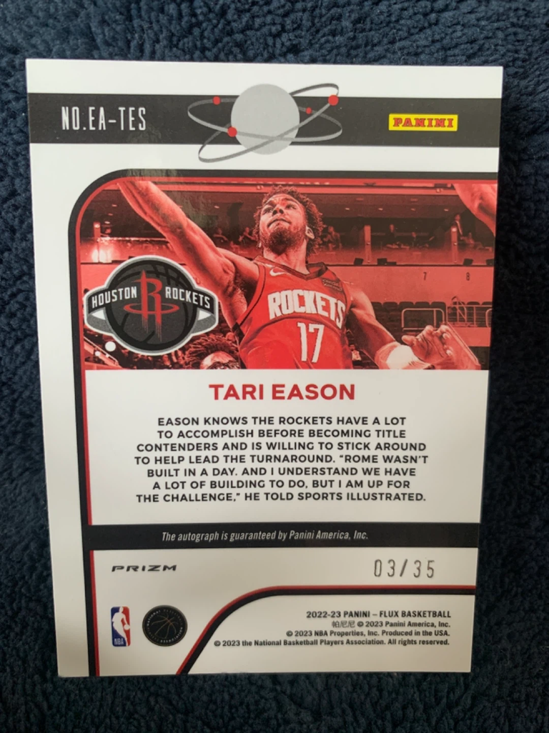2022-23 Panini Flux TARI EASON AUTO RED 03/35 - photo 3