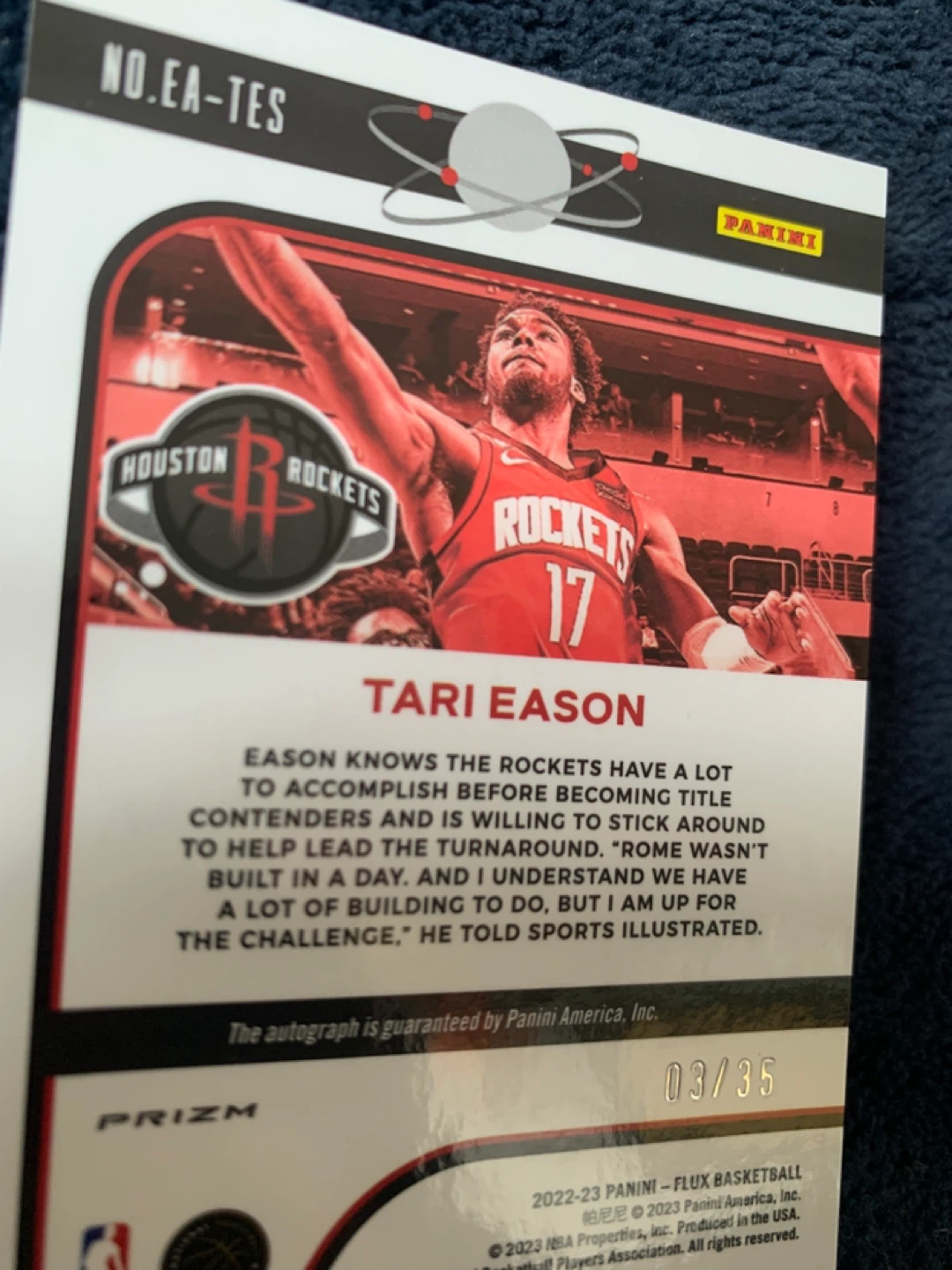 2022-23 Panini Flux TARI EASON AUTO RED 03/35 - photo 4