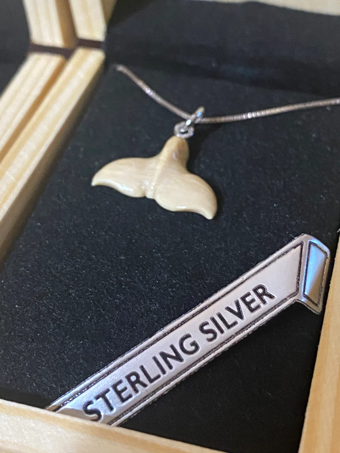 Ivory Jacks Fossil Mammoth Ivory Whale Tail Pendant Necklace - photo 4
