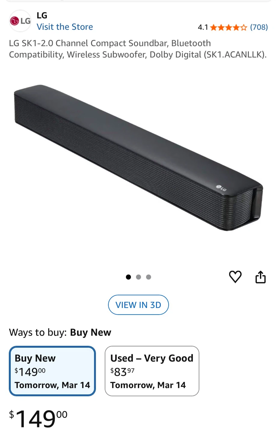 LG SK1 Sound Bar, new in box - photo 2