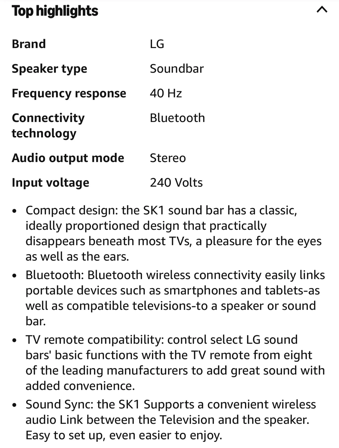LG SK1 Sound Bar, new in box - photo 3