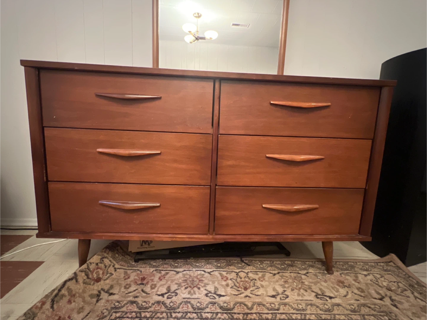 MCM Walnut Dresser w/ Mirror – 1960s Sculpted Pulls - photo 4