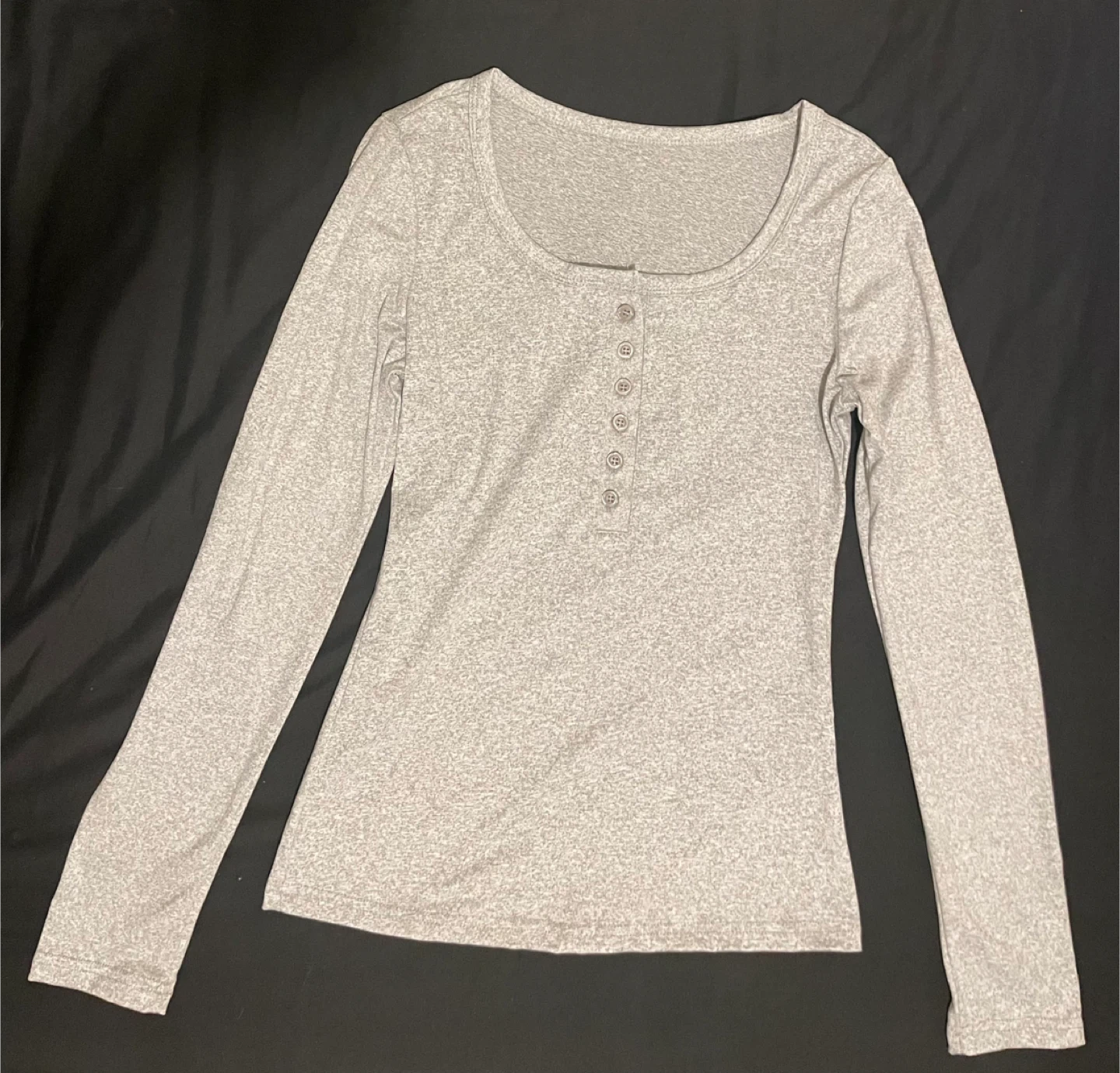 Grey Long Sleeve Henley Top