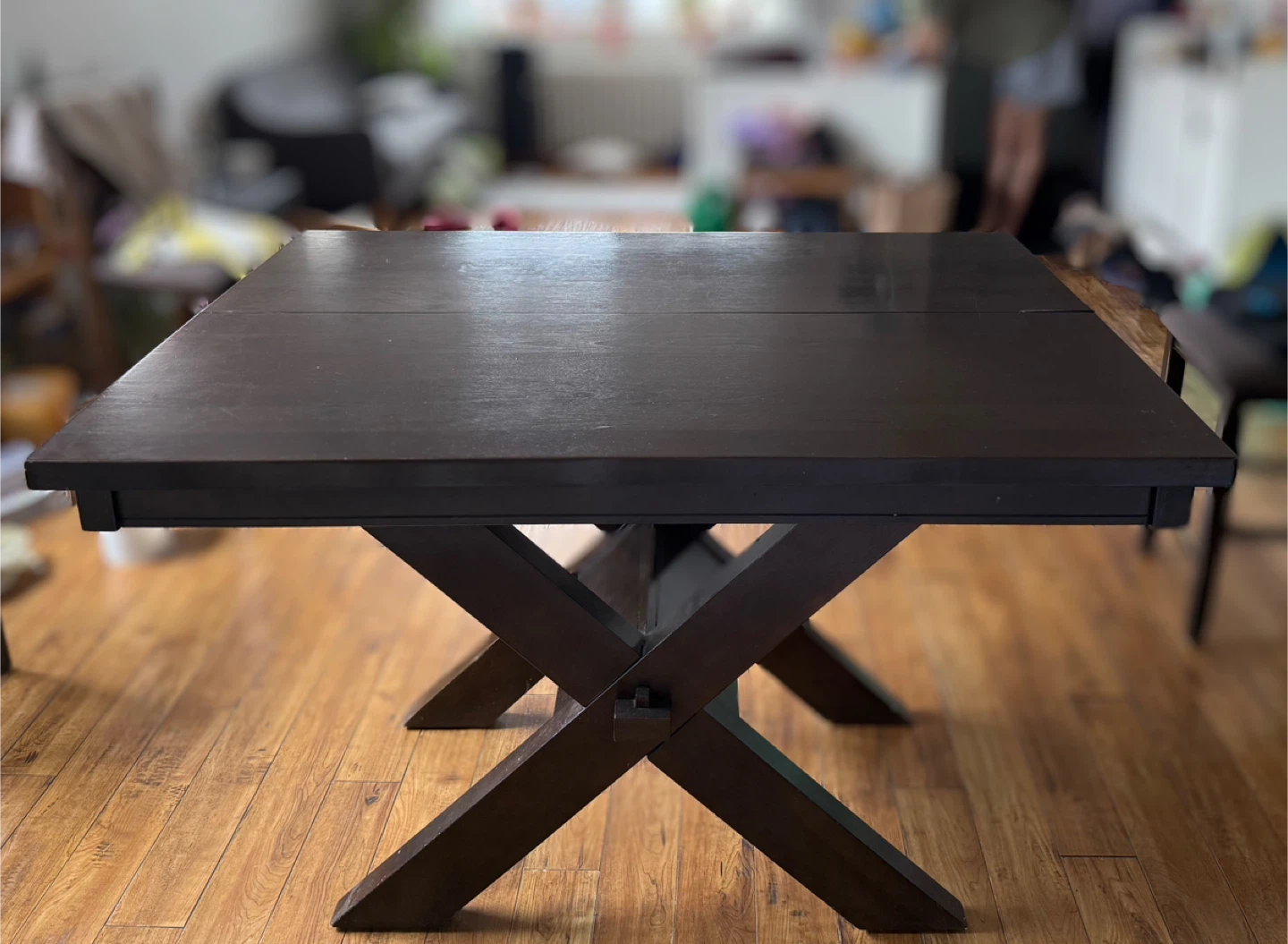 Dark Wood Dining Table and 4 Chairs Set