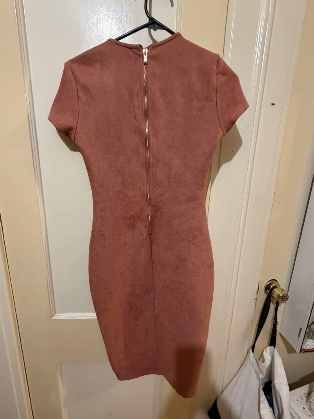 A'GACI Suede Mock Neck Bodycon Dress Dusty Rose - photo 4