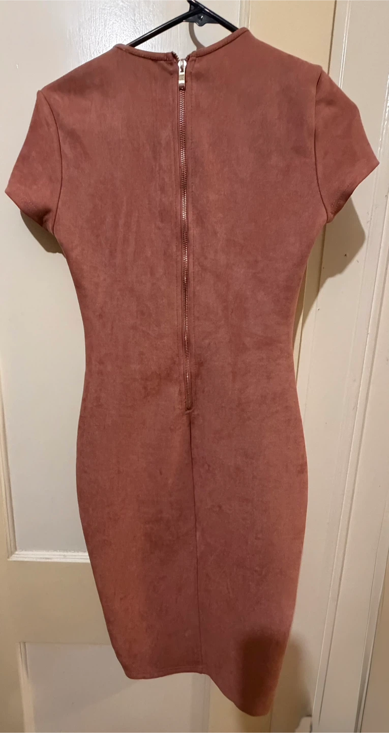 A'GACI Suede Mock Neck Bodycon Dress Dusty Rose - photo 3