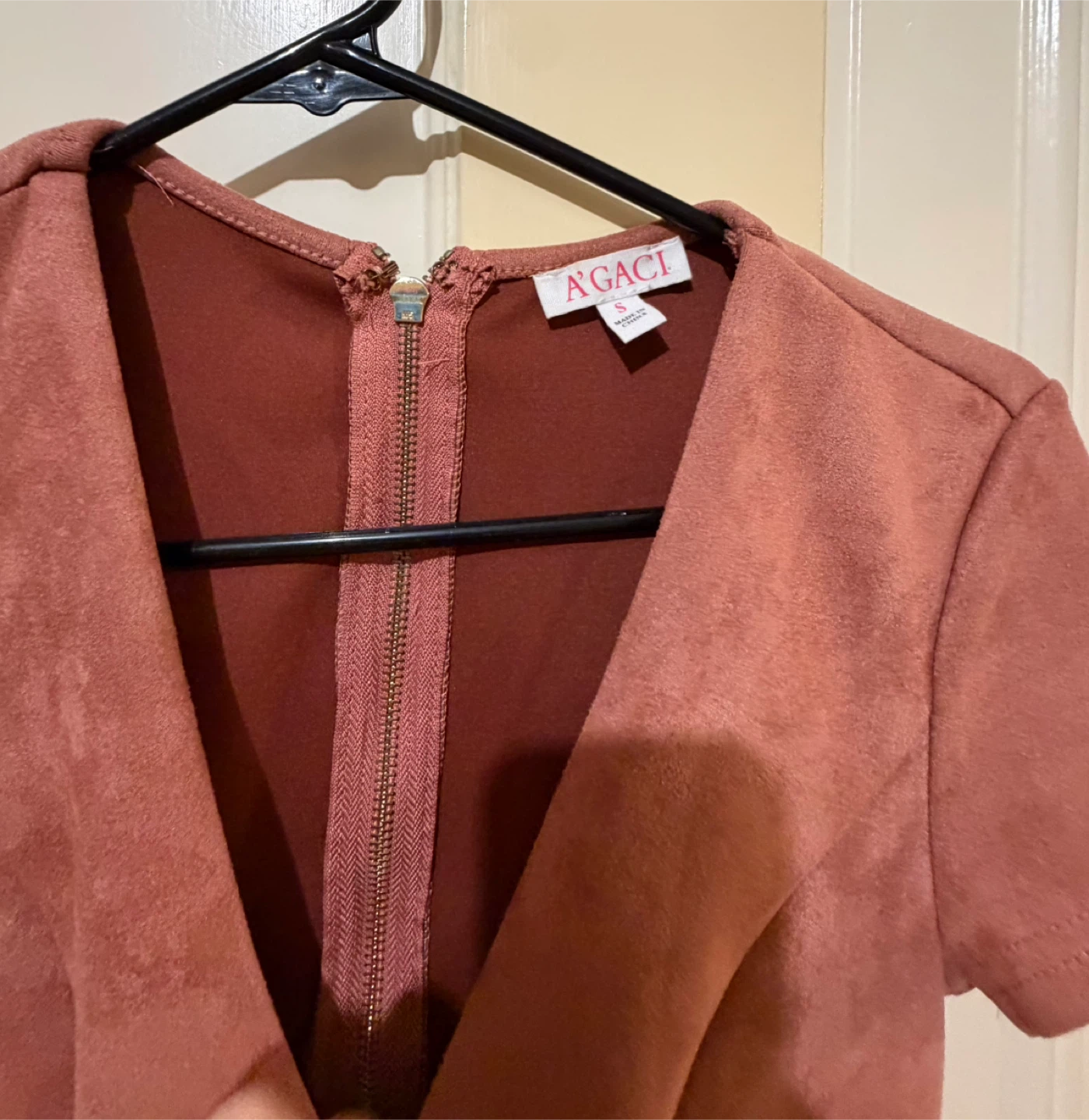 A'GACI Suede Mock Neck Bodycon Dress Dusty Rose - photo 5