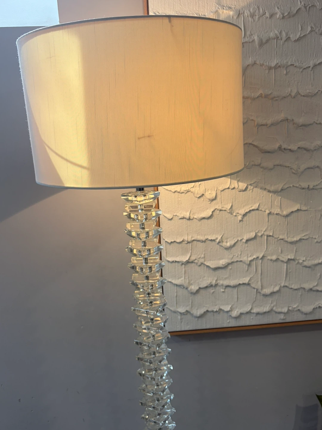 Modern Glam Crystal Column Floor Lamp with White Shade - photo 2