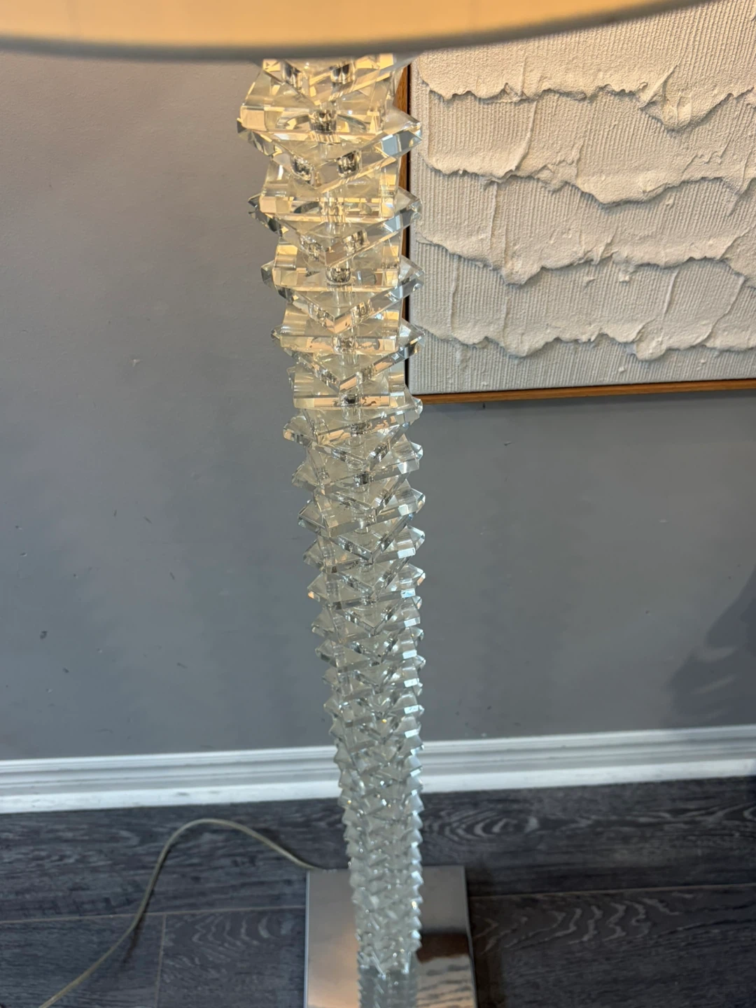 Modern Glam Crystal Column Floor Lamp with White Shade - photo 3