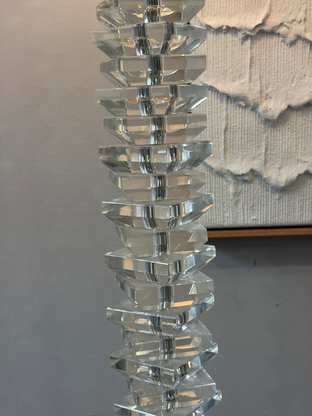 Modern Glam Crystal Column Floor Lamp with White Shade - photo 4