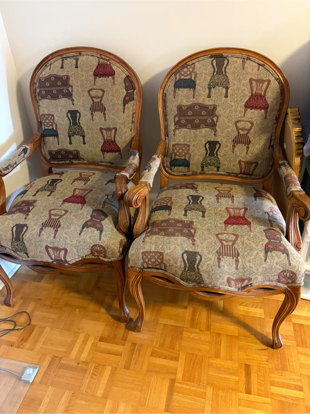 Pair of Accent Chairs with Novelty Upholstery