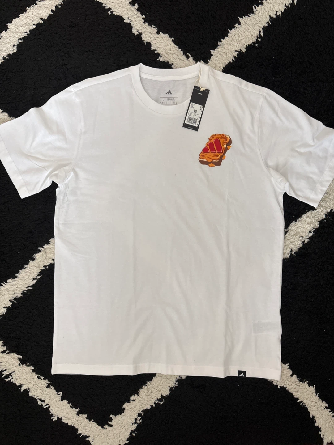 Adidas White Graphic T-Shirt - Size L