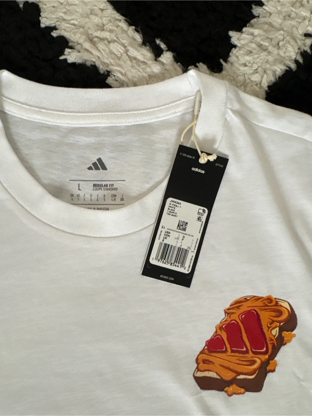 Adidas White Graphic T-Shirt - Size L - photo 2