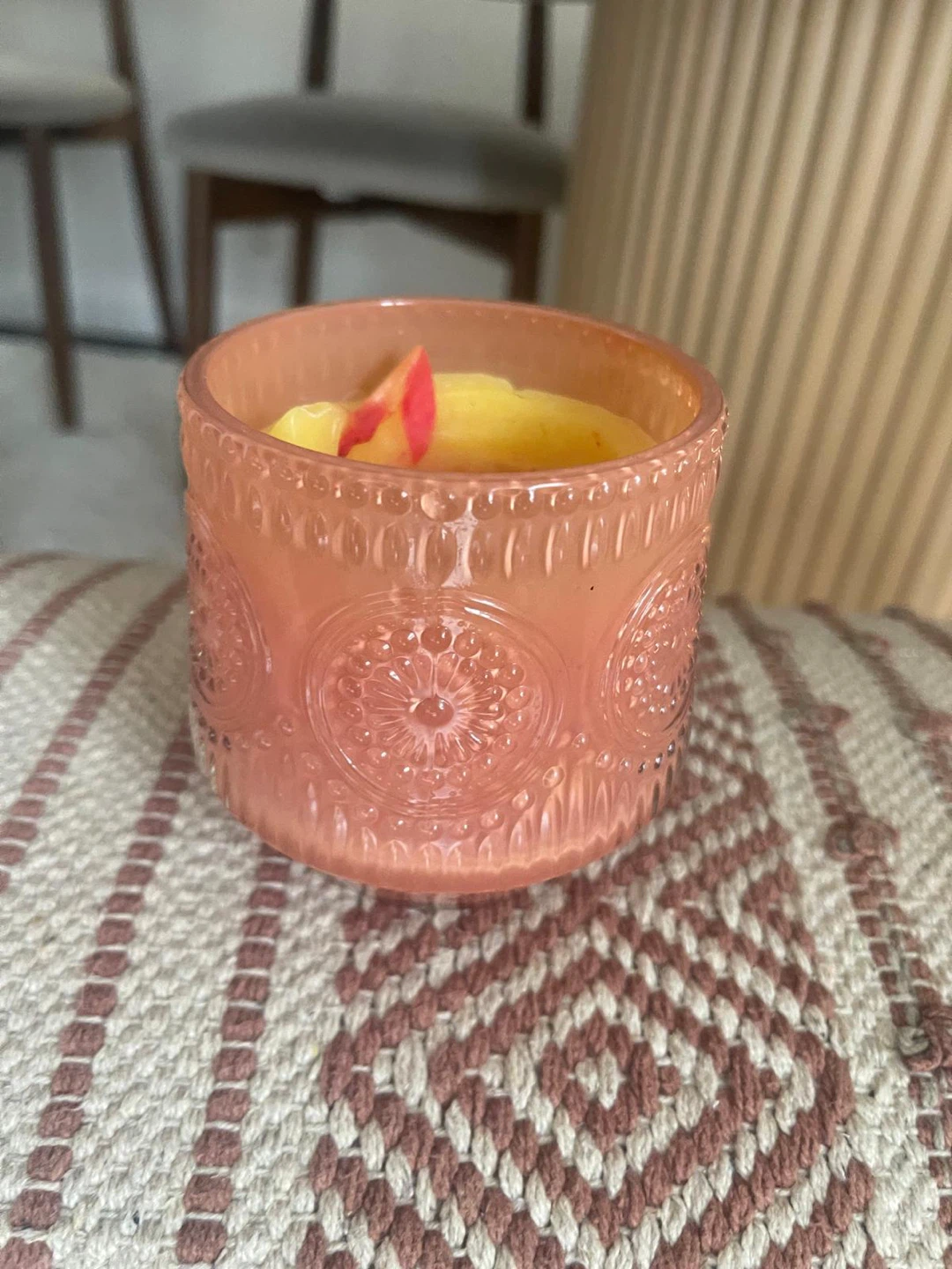 Orange Embossed Glass Scented Candle - photo 2