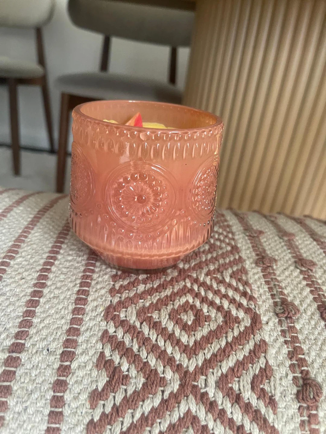 Orange Embossed Glass Scented Candle