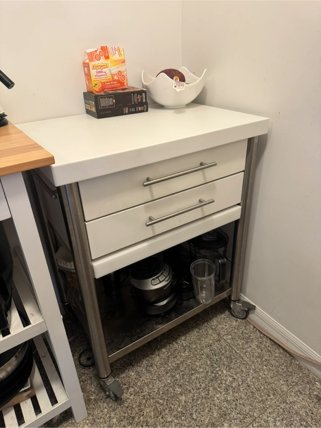 Stainless Steel Kitchen Cart with 2 Drawers
