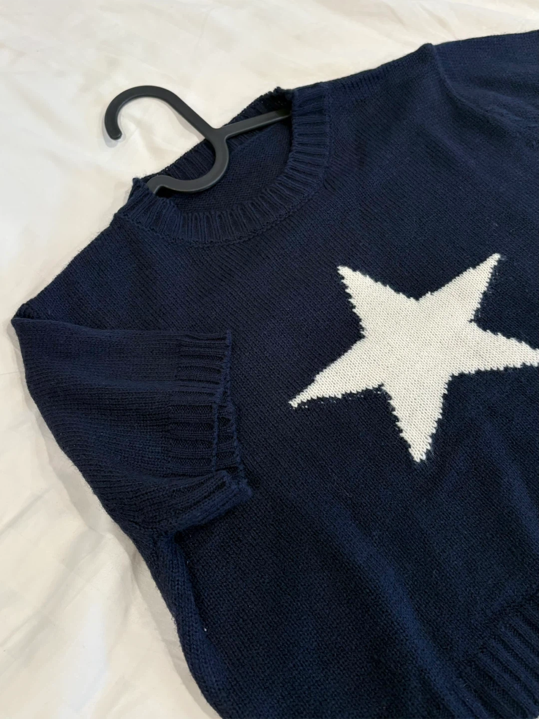 Navy Star Print Cropped Sweater - photo 2