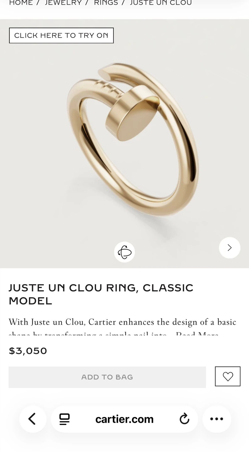 CARTIER RING  JUSTE UN CLOU RING, CLASSIC MODEL