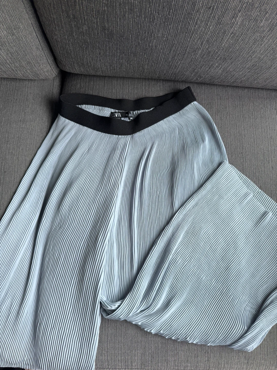 Zara Pleated Wide Leg Pants - Light Blue