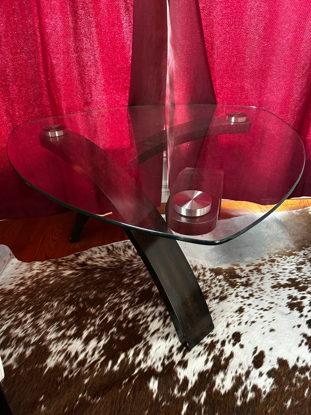 Glass and Dark Wood Coffee Table - photo 2