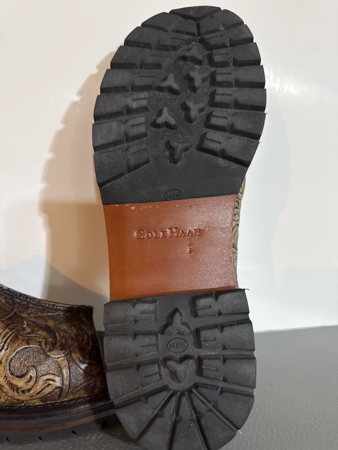 Cole Haan Embossed Leather Slides - Size 9 - photo 3