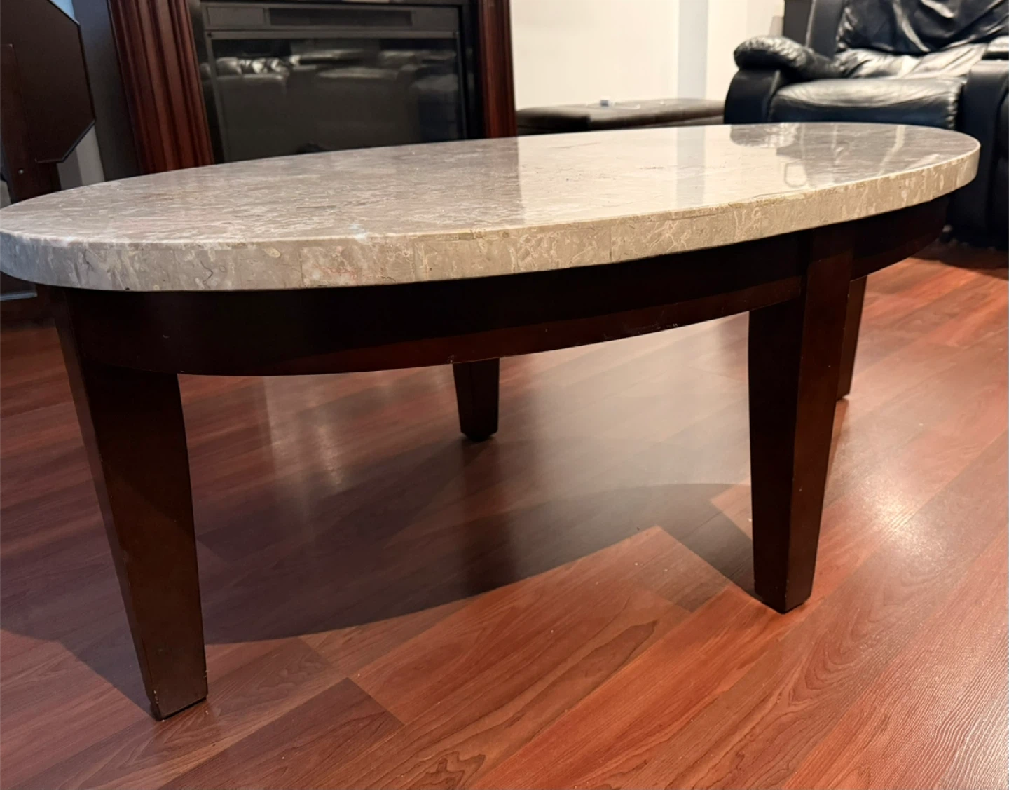 Oval Coffee Table with Marble Top