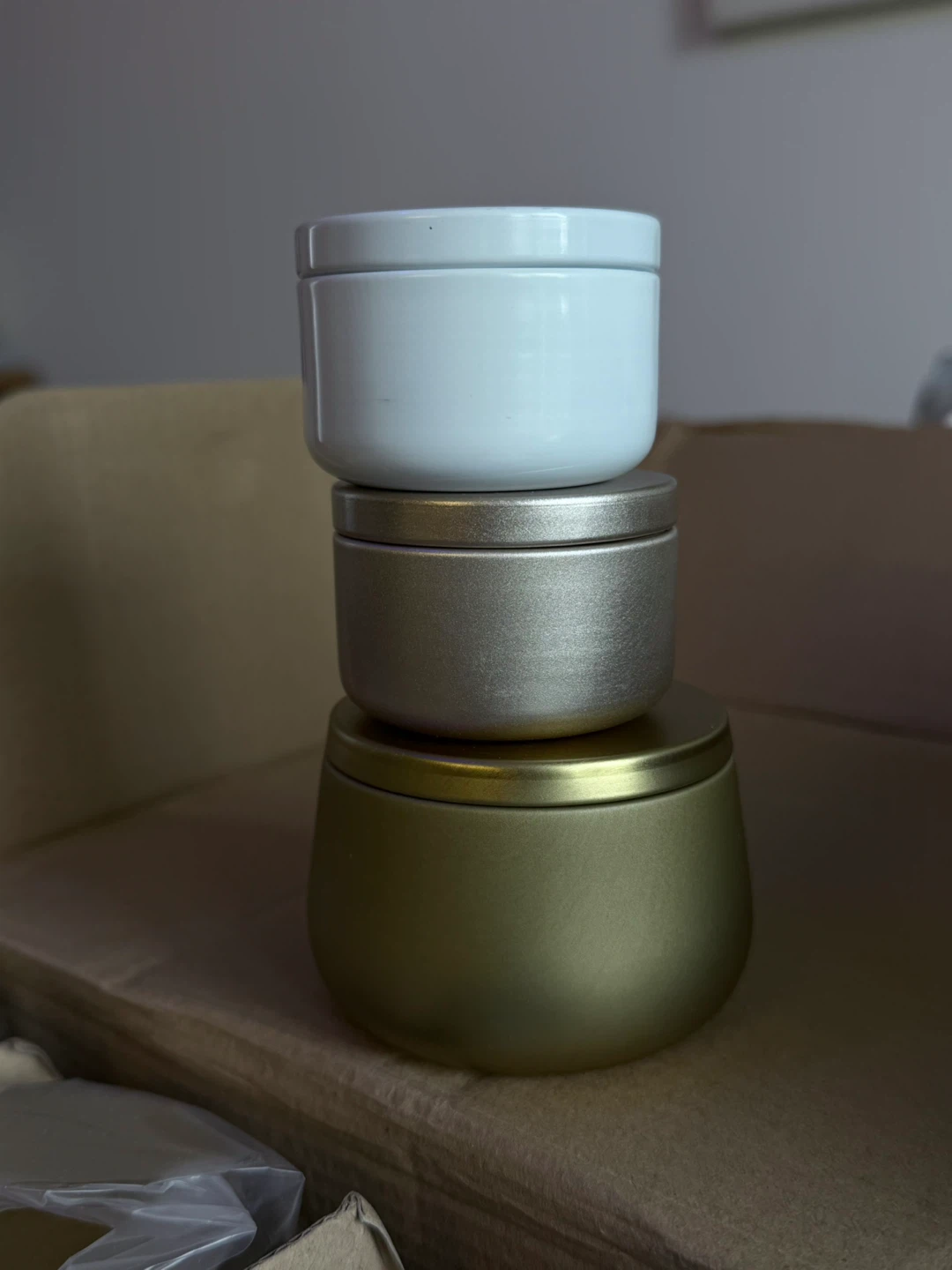 Candle Tins Set (Gold, Rose gold , White)