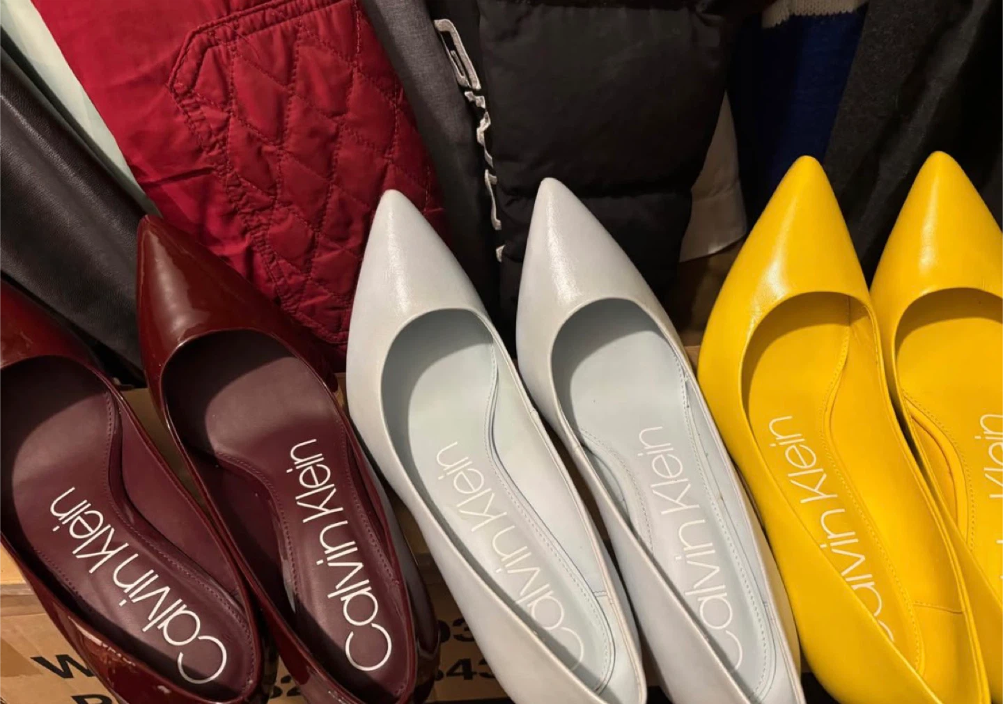 Calvin Klein Women's Pointed Toe Heels - Red, Grey, Yellow