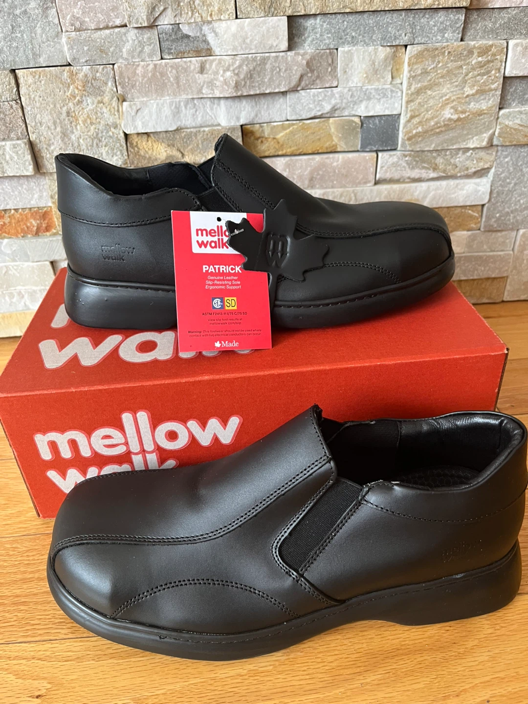 Mellow Walk Patrick Black Slip-On Shoes Size 9.5 EE