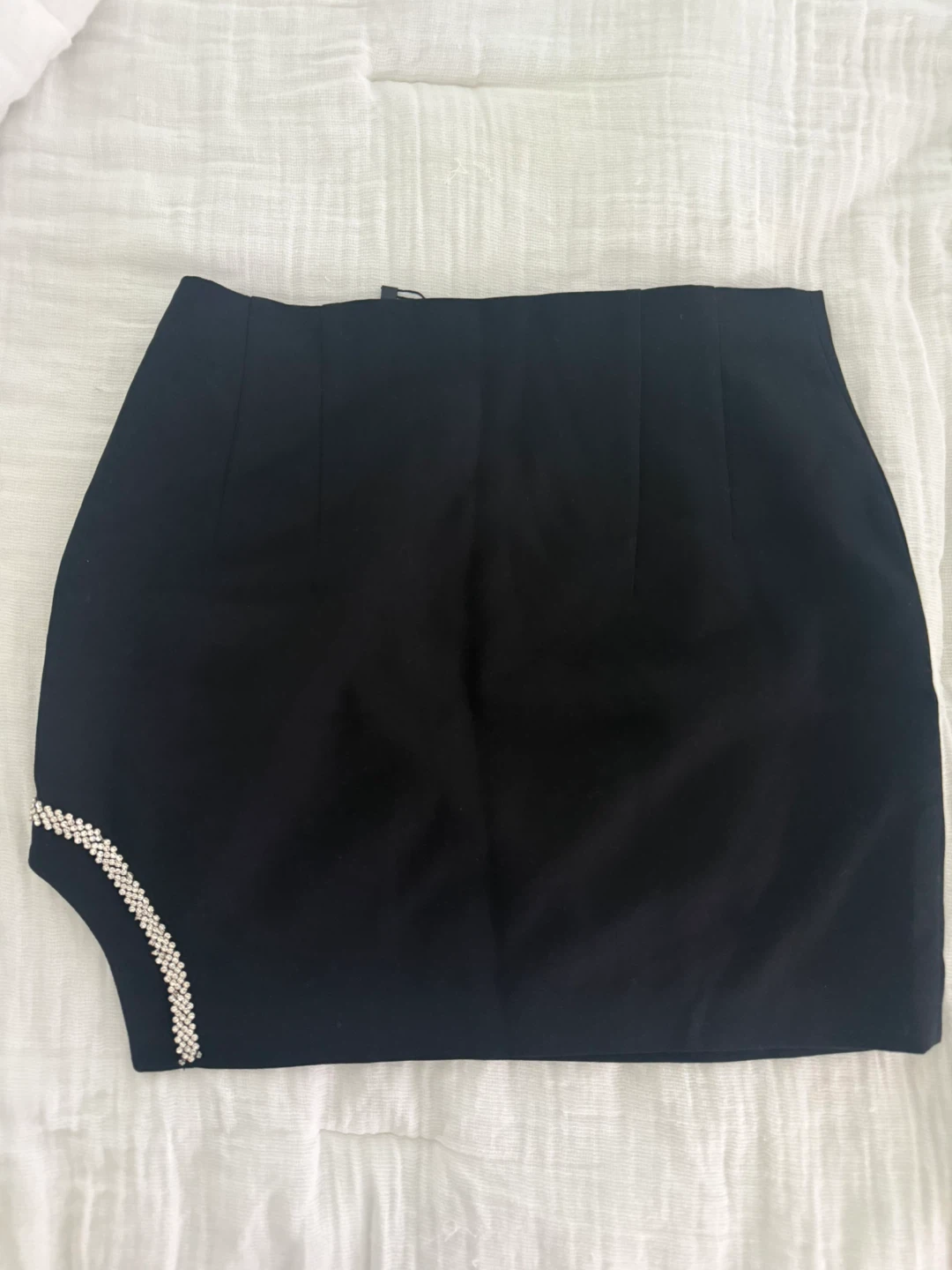 Zara Black Mini Skirt with Rhinestone Detail - Size S - photo 3