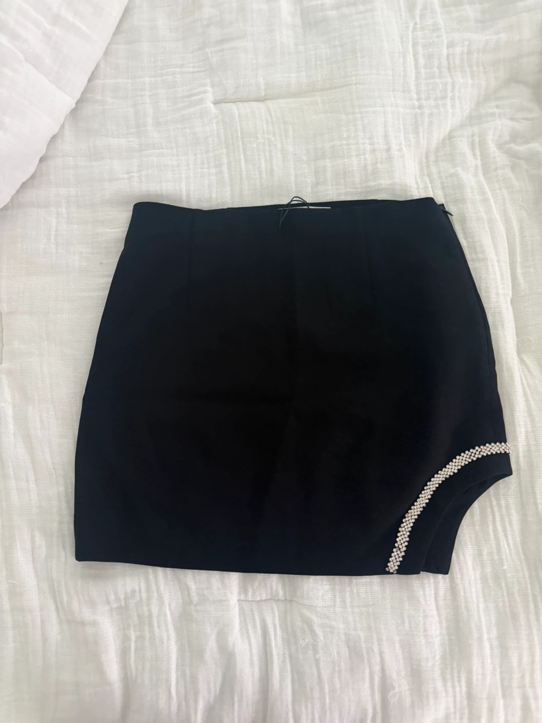 Zara Black Mini Skirt with Rhinestone Detail - Size S - photo 2