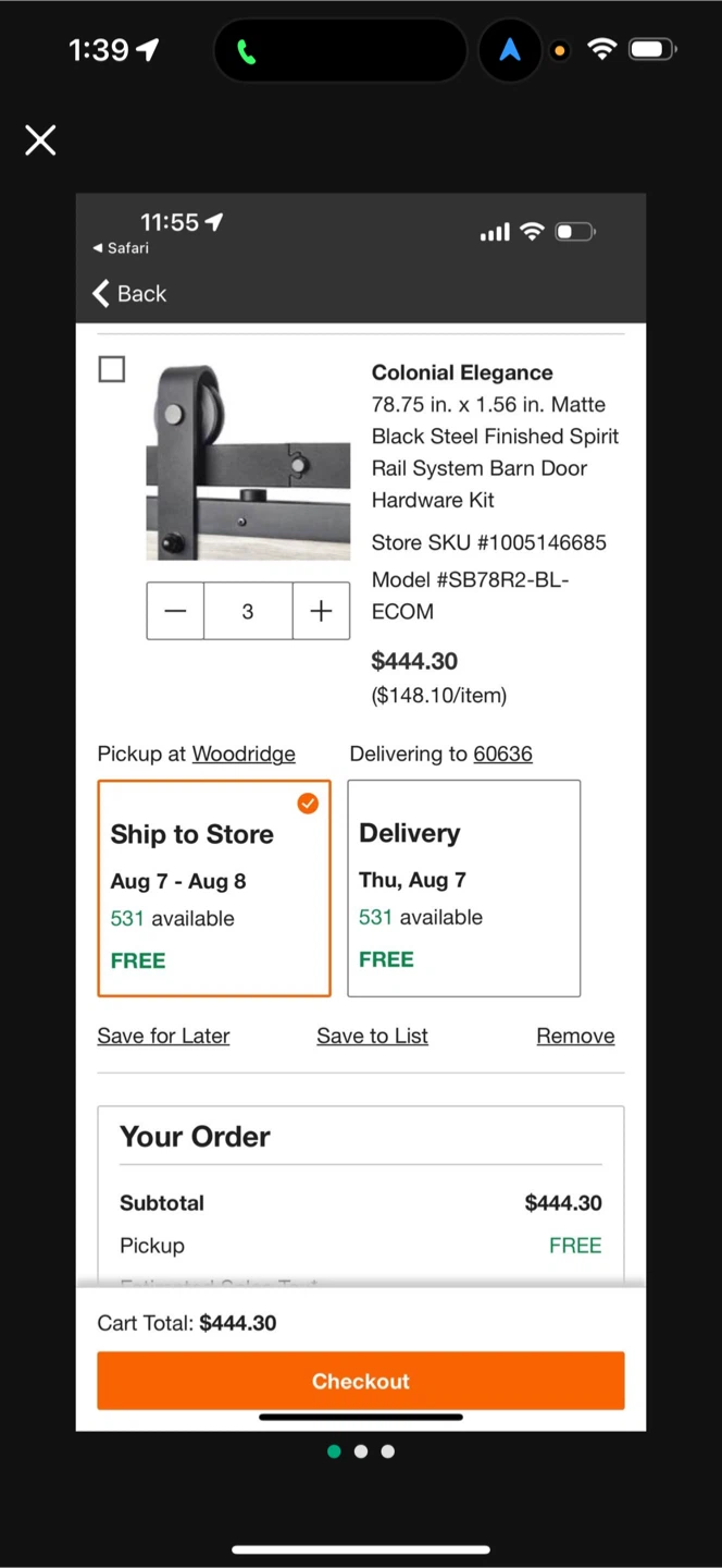 Colonial Elegance Barn Door Hardware Kit - Matte Black Steel