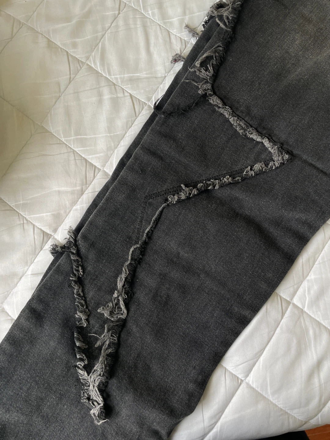 Black Distressed Denim Jeans - photo 2