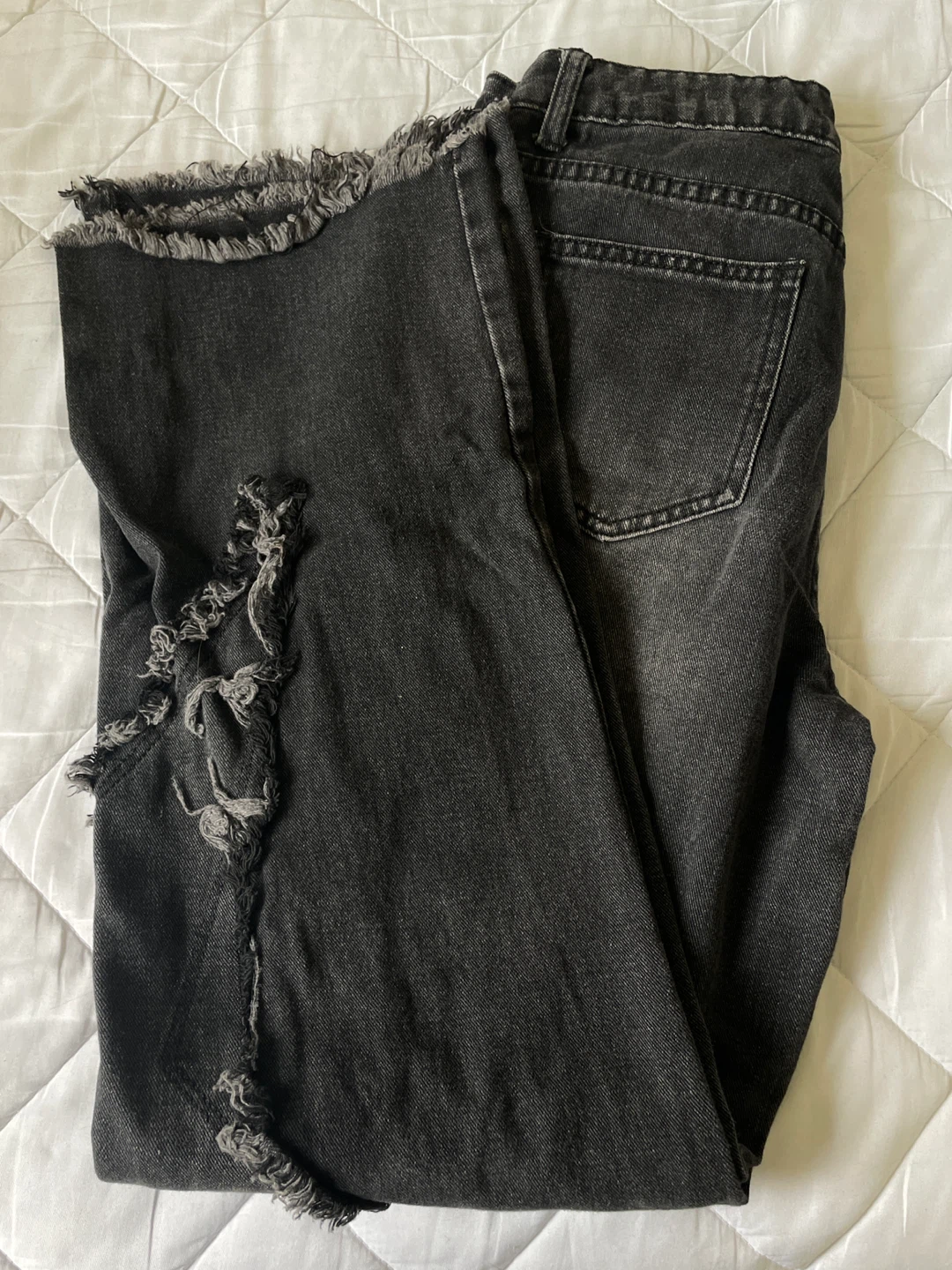 Black Distressed Denim Jeans