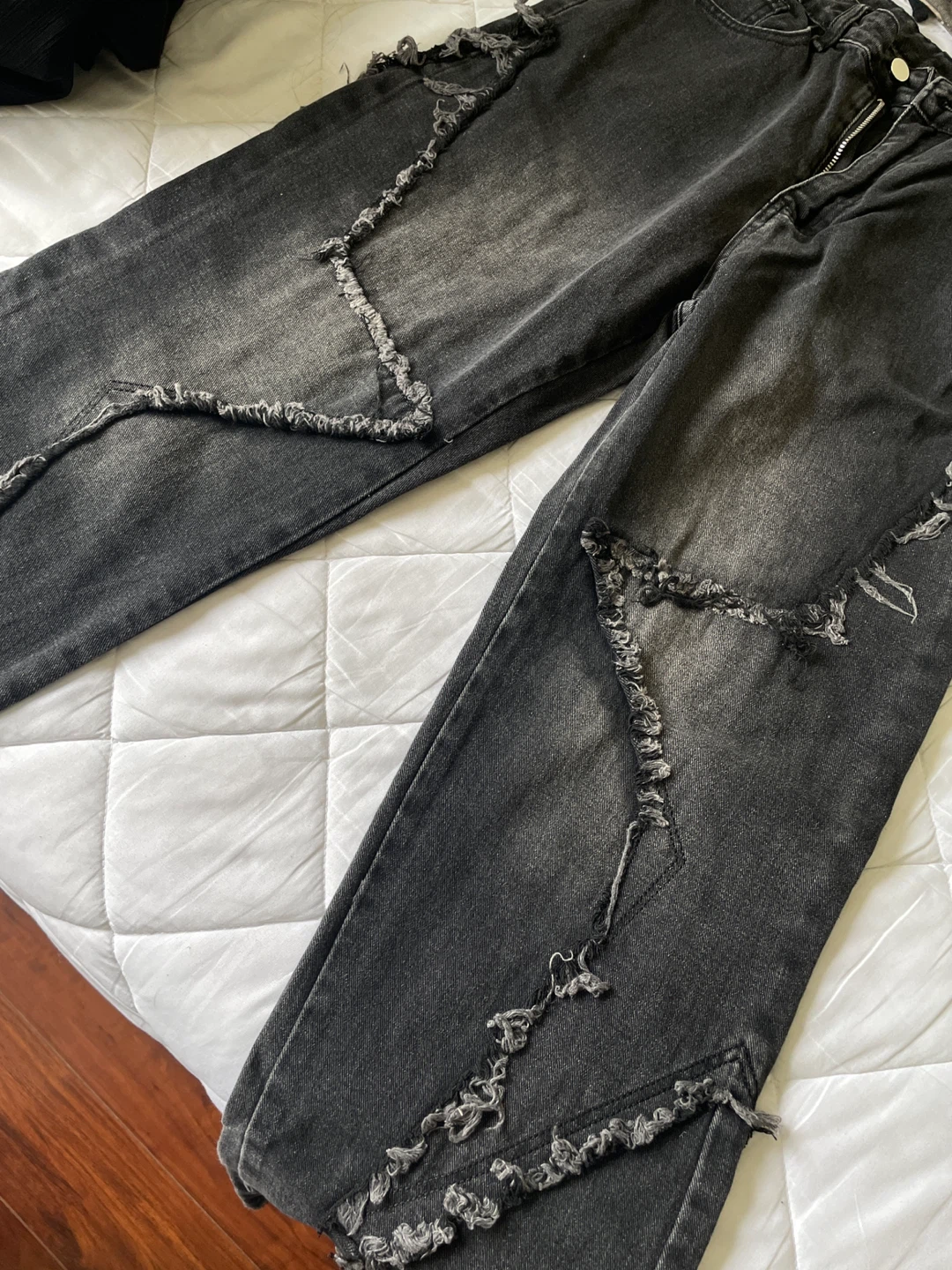 Black Distressed Denim Jeans - photo 3
