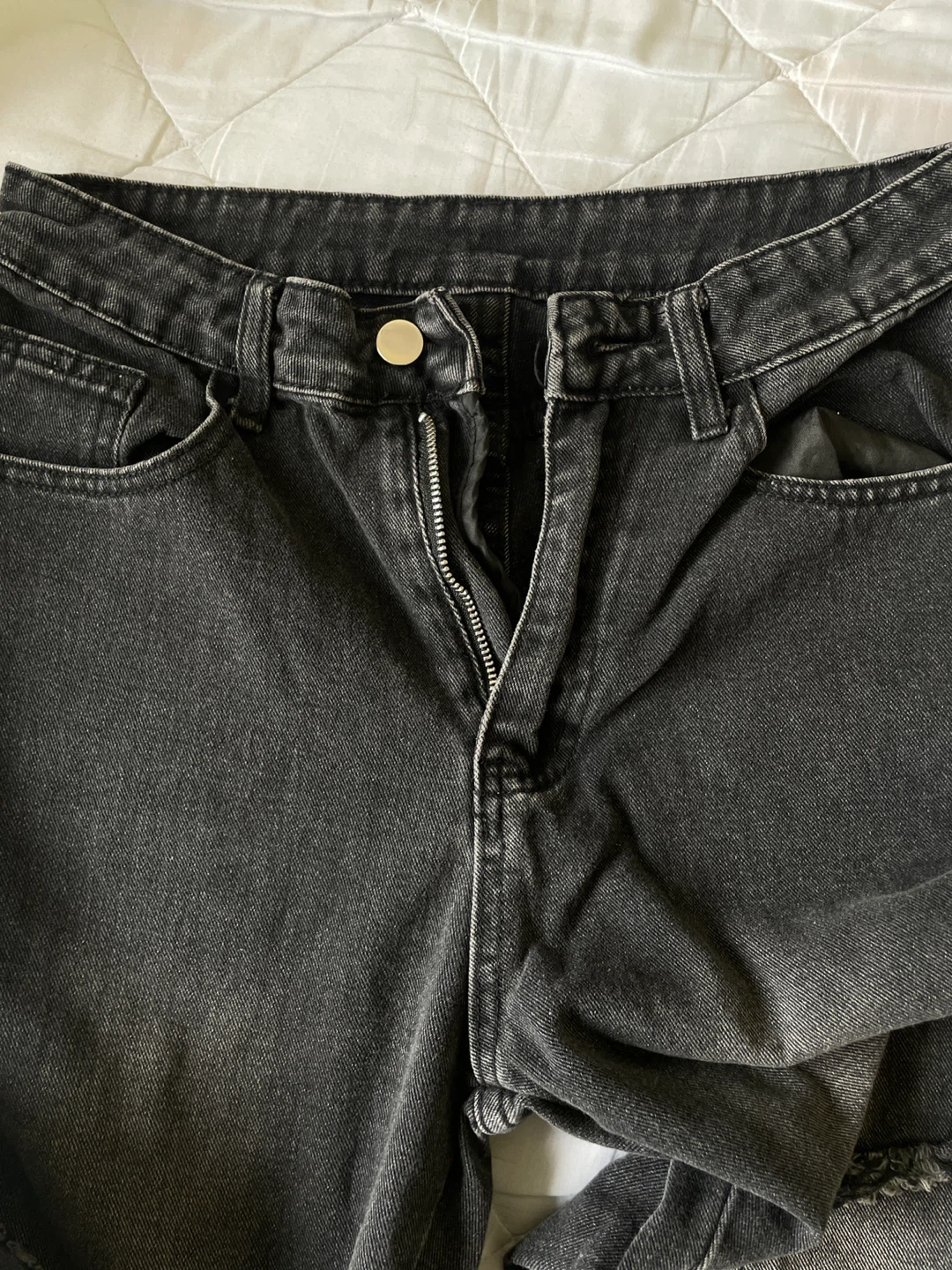 Black Distressed Denim Jeans - photo 4