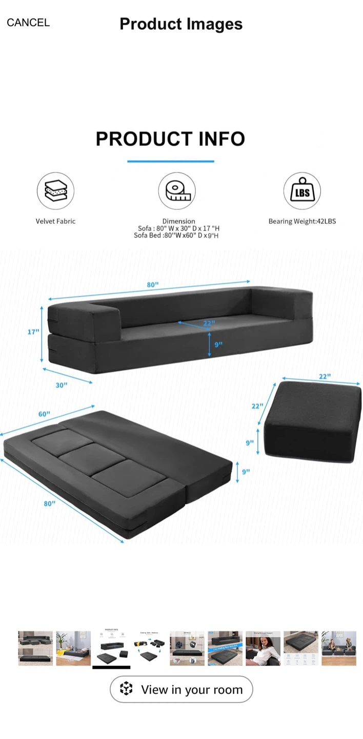 Folding sofa bed 2 in 1 - photo 5