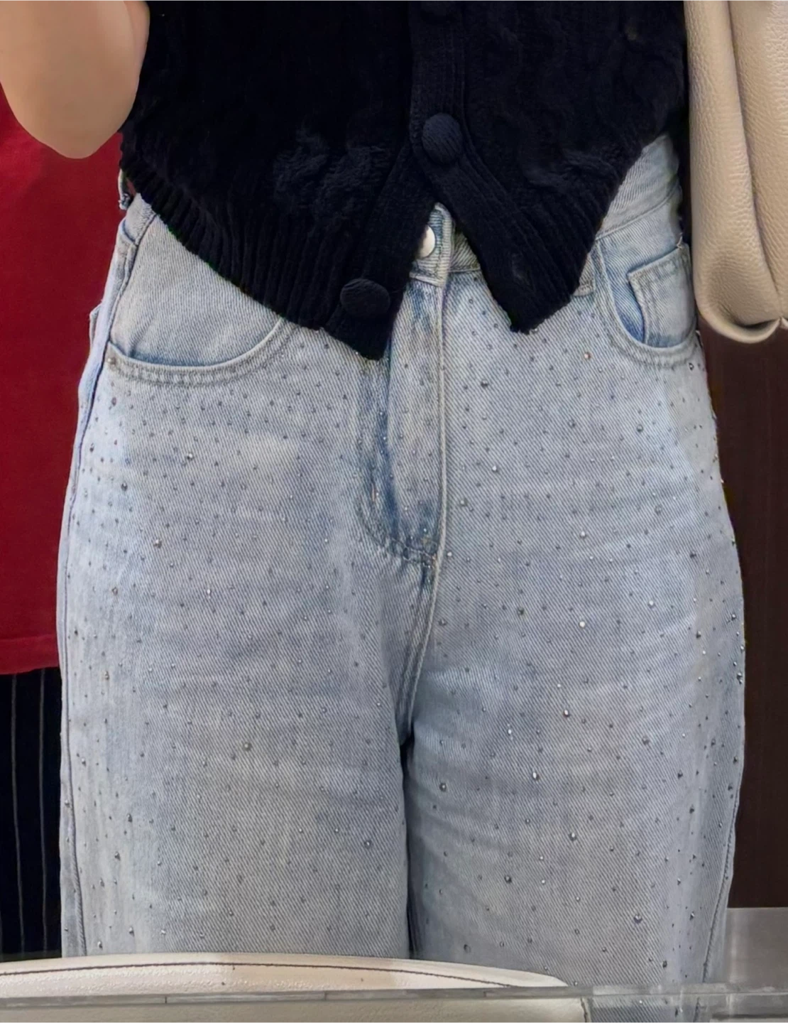 Light Wash Rhinestone Jeans - photo 2