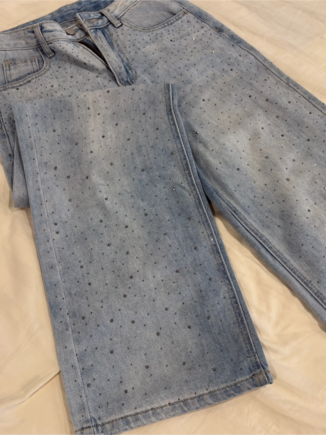 Light Wash Rhinestone Jeans - photo 4