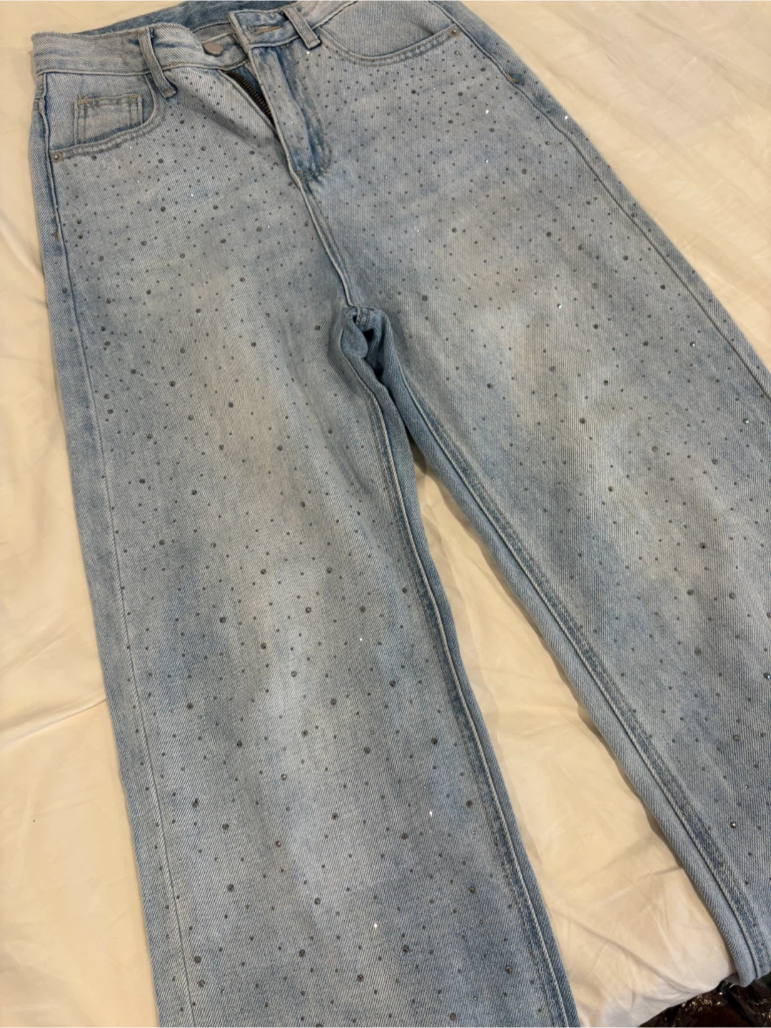 Light Wash Rhinestone Jeans - photo 3