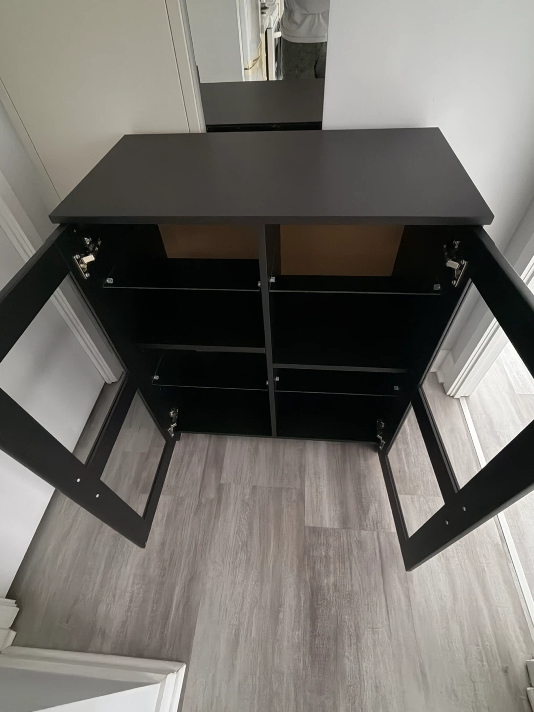 Black display cabinet with glass doors - photo 5