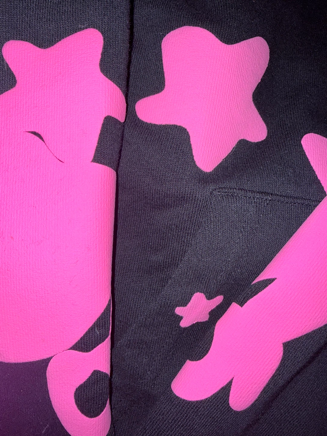 Sp5der Black Hoodie with Pink Graphics Size S