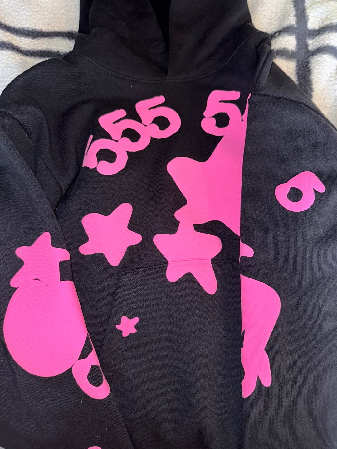 Sp5der Black Hoodie with Pink Graphics Size S - photo 3