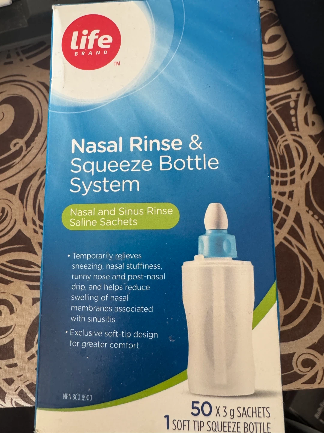Life Brand Nasal Rinse & Squeeze Bottle System with 50 Sachets