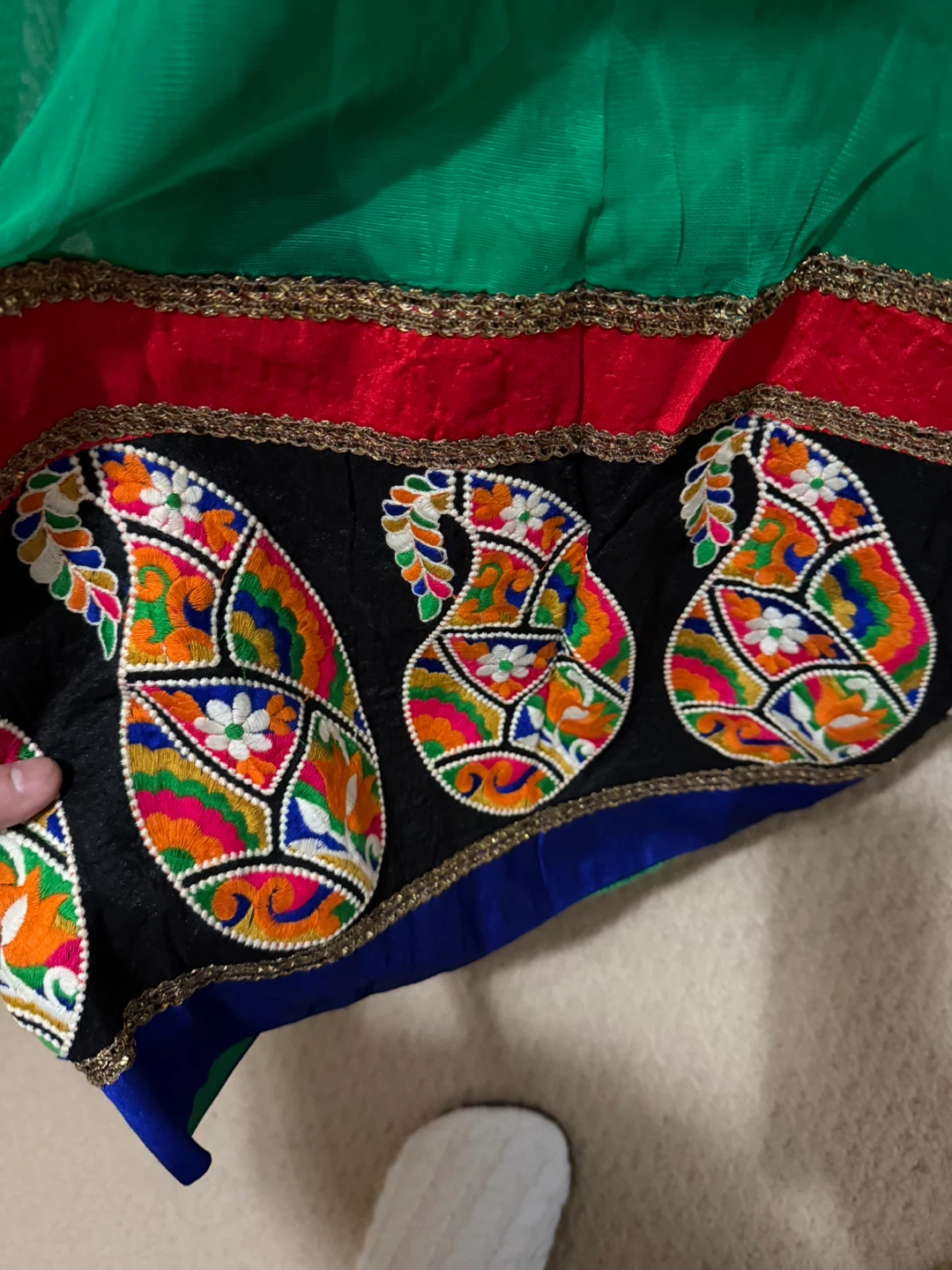 Green and Red Embroidered Lehenga Choli - photo 3