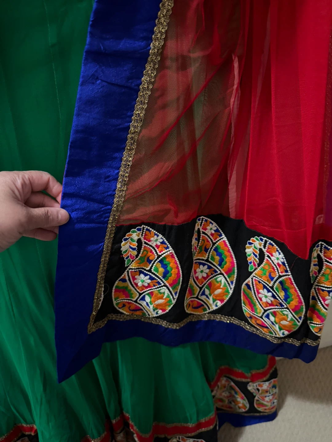 Green and Red Embroidered Lehenga Choli - photo 2