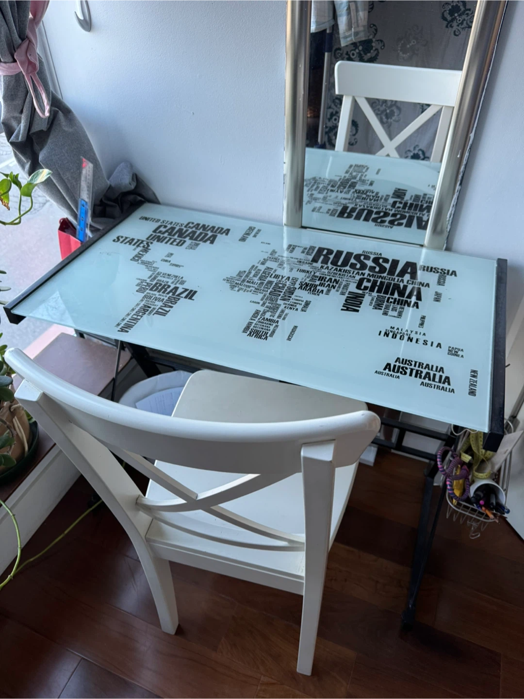 Glass Top Desk and chair