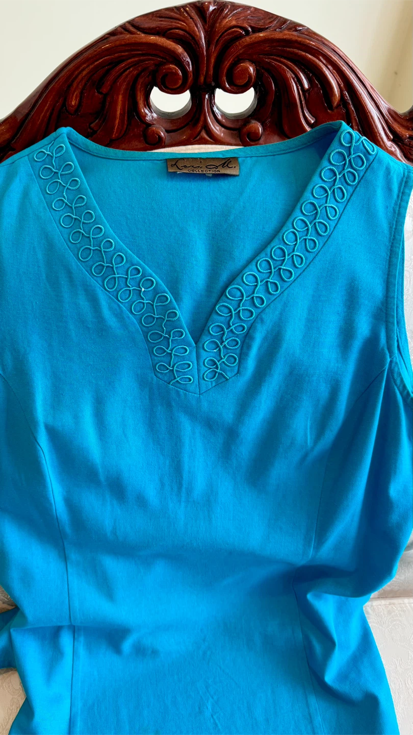 Lori M. Collection Blue Sleeveless Top and Pants Set - photo 2